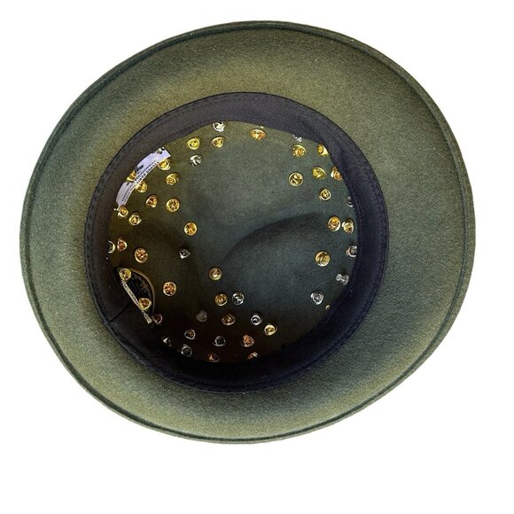 VTG Bavarian Wool Hat Oktoberfest Alpine Tyrolean Green German Travel Pins Small - Picture 6 of 12